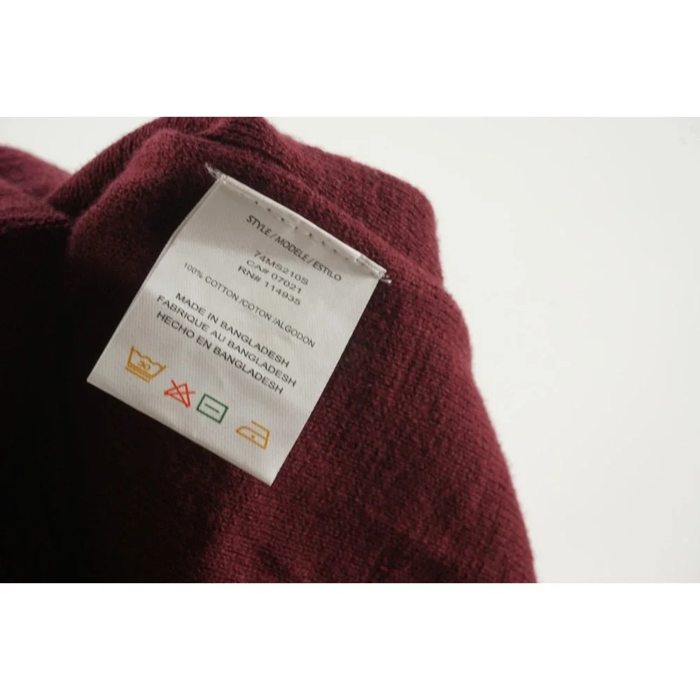 New Josh James Men's Medium‎ Maroon Slub Knit Cotton Heather Crew Jumper Sweater